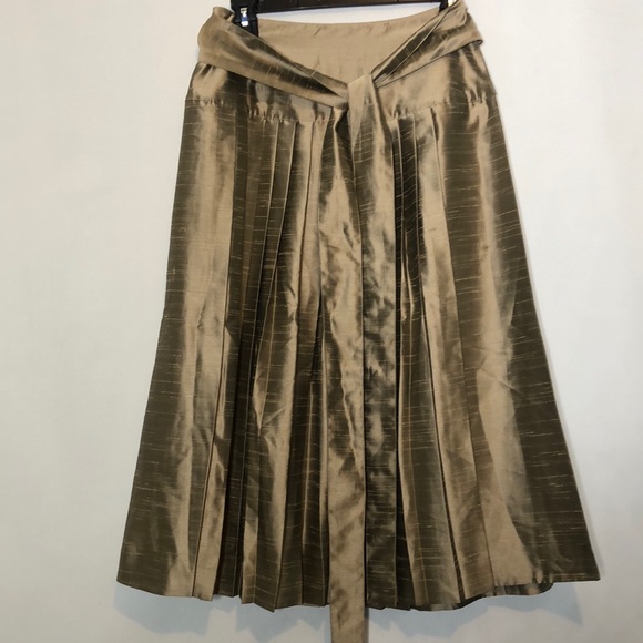 France Andrevie Champagne Wrap Pleated Silk Skirt Size 8 - Picture 6 of 13